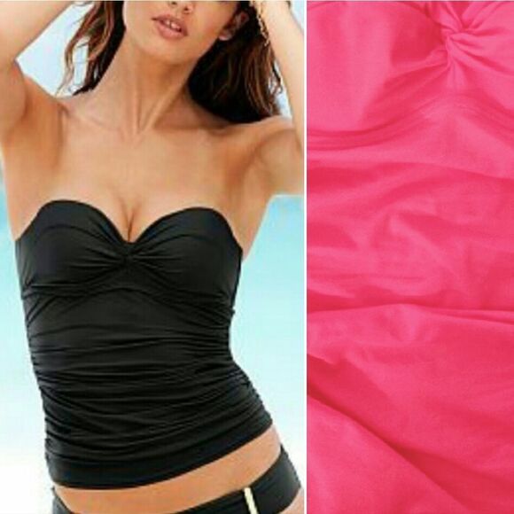 Victoria's Secret 2014 Hot Pink Strapless Push Up Ruched Tankini Swim Top 36C - Picture 1 of 13